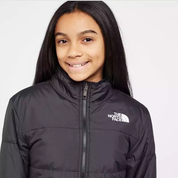 NWT North Face Girls Mossbud Reversible Jacket in Black Warm Classic - Picture 3 of 13
